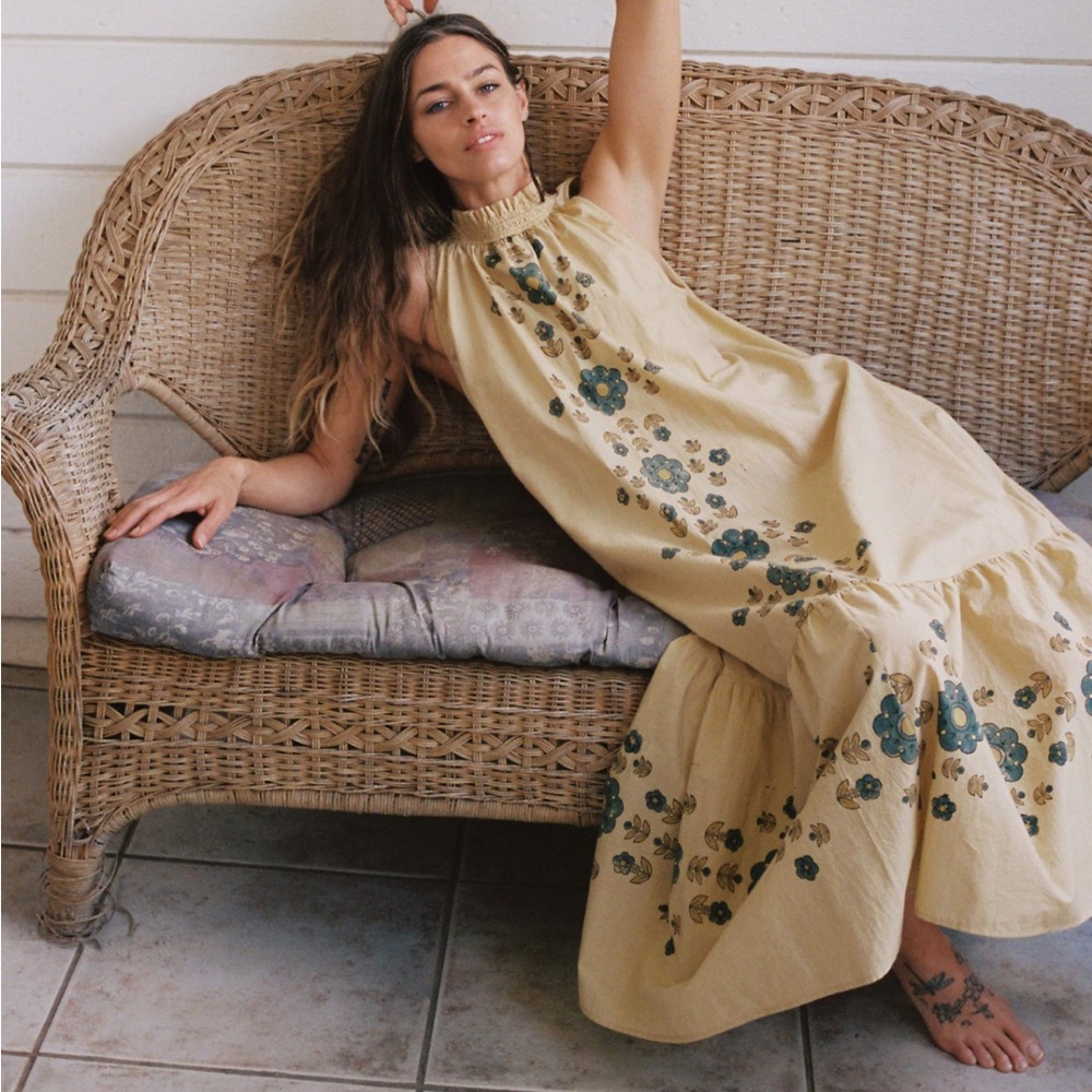 Christy Dawn Floral Maxi Dress in Cream and Green